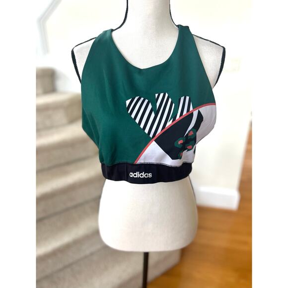 Adidas Farm Rio Collab Green Razorback Sports Bra - Picture 1 of 7